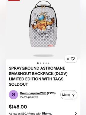 SprayGround Space Astronaut Kids Backpack in Yellow and White -